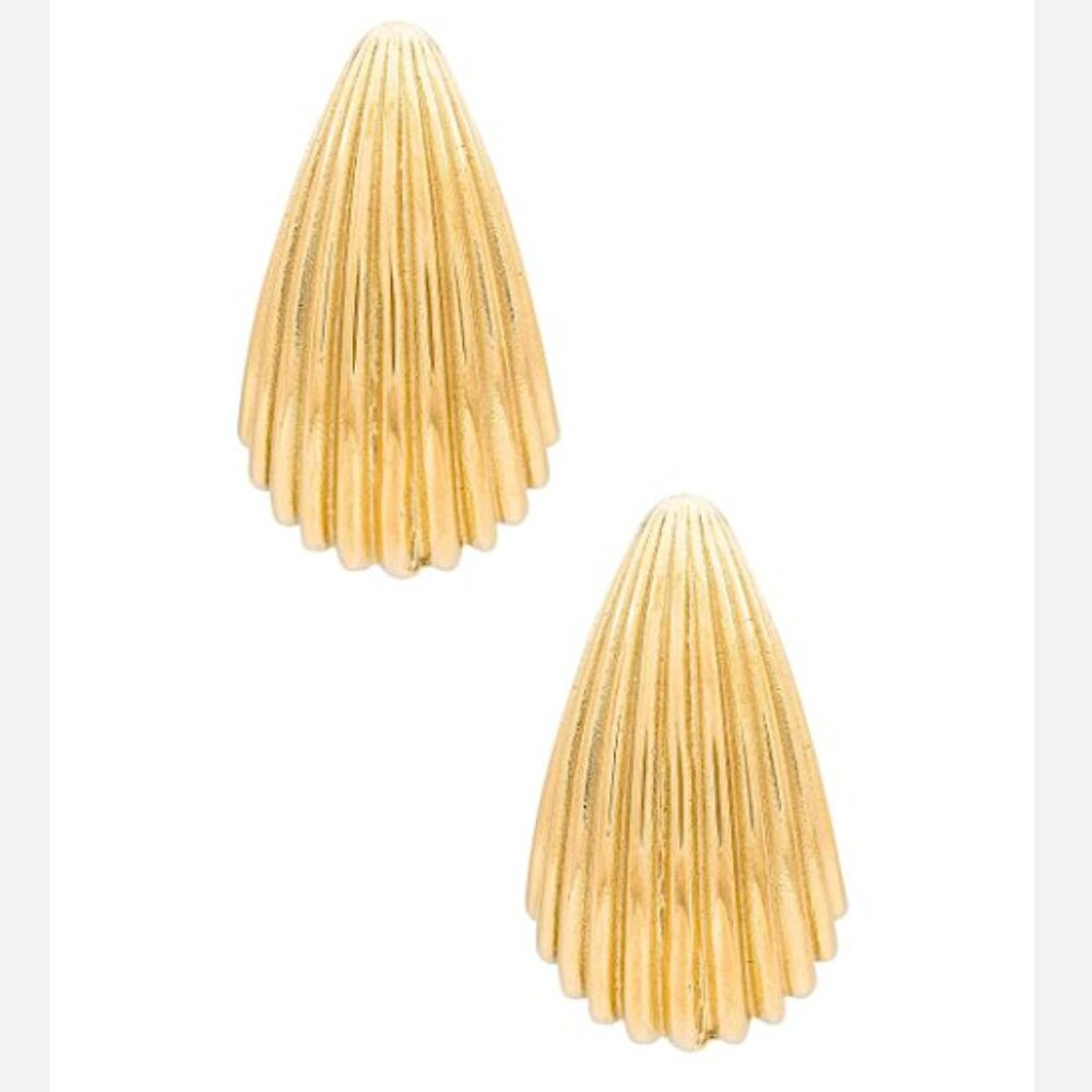 NEW ~ Anthropologie Amber Sceats Ribbed Hoop Gold Earrings - Picture 8 of 13